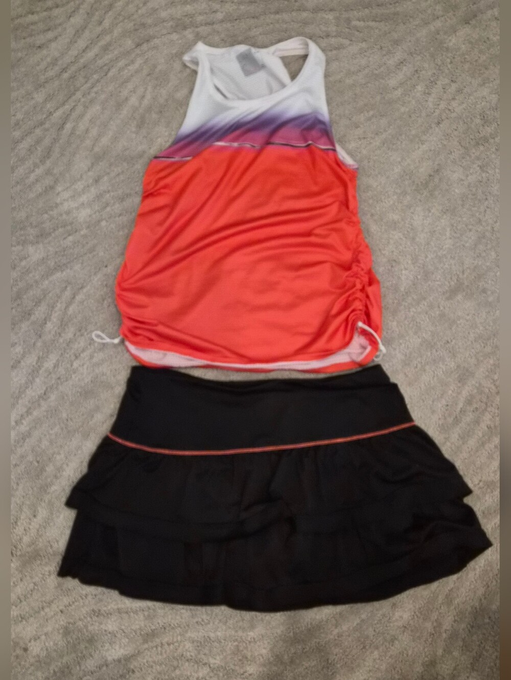 2 Piece Lucky In Love - Tennis Tank W/ Tennis Skirt - Coral Accent- S/M